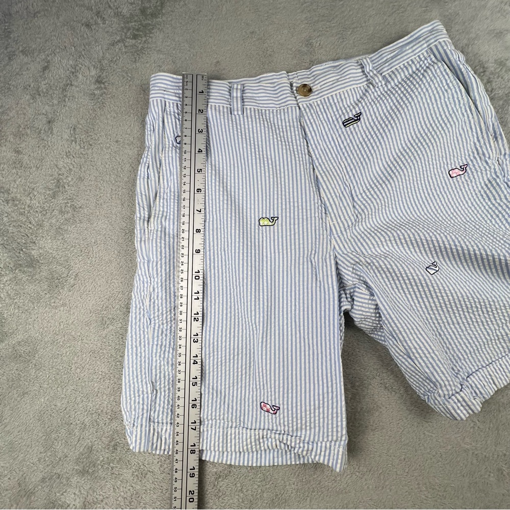 Vineyard Vines Kentucky Derby Seersucker Shorts Men’s 32 Whales Blue Stripe - Picture 6 of 9